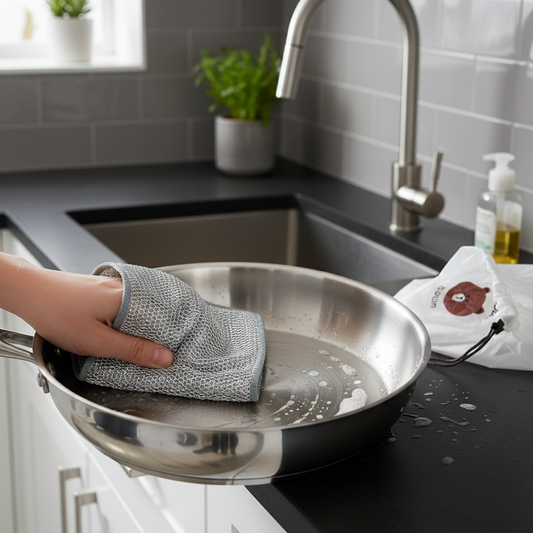 Combo Deal β 2 Pcs Metal Wire Cleaning Cloths with 1 Bear Design Food Cover Packet
